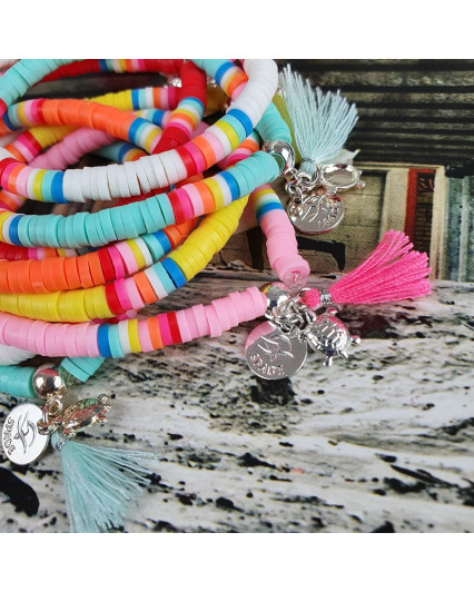 Bracelet surfeur, Bracelet coloré, perles Heishi, bracelet jaune, bijoux collection été 2020 , bracelet collection été 2020