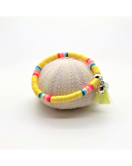 Bracelet surfeur orange perles Heishi pour petite fille - Spade Design