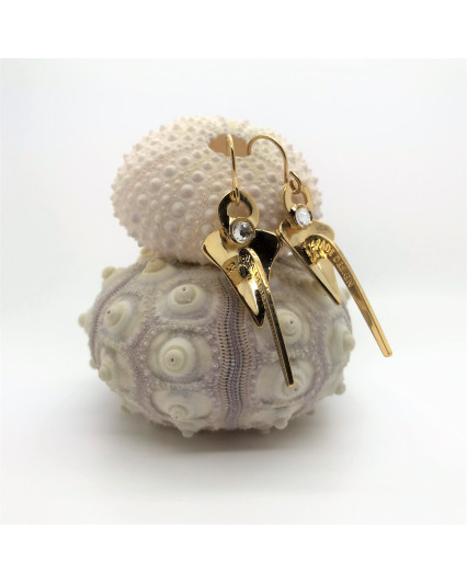 boucles d'oreilles percées ancre et strass - doré