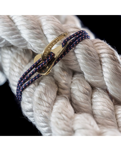 Gold-plated gentlemen anchor bracelet - blue/red