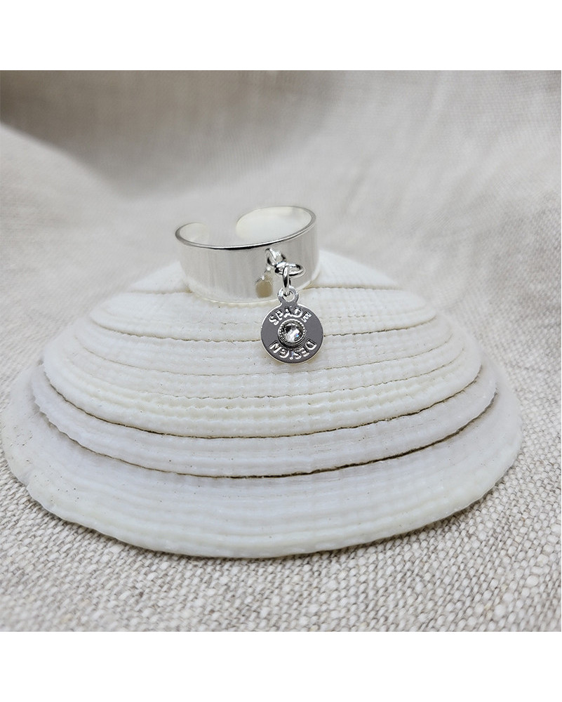copy of Spade signet ring gold Swarovski white pearl