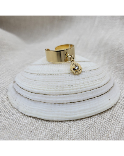 copy of Spade signet ring - gold - Swarovski white pearl