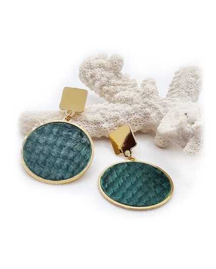 copy of Makaire earrings - gold plated - marine leather