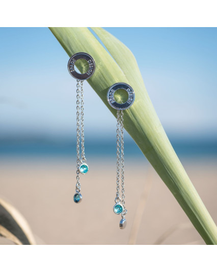 boucles d'oreilles hublot longues - rhodié