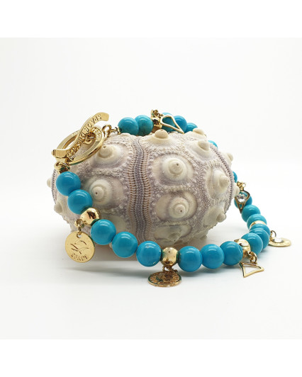 Bracelet breloques - doré - turquoise