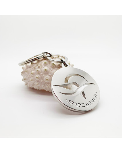 Rhodium-plated Luxury Logo key ring