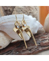 boucles d'oreilles percées ancre et strass - doré
